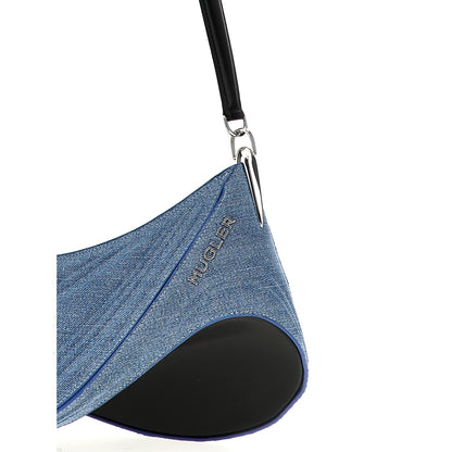 Mugler Blue Calfskin Shoulder Bag