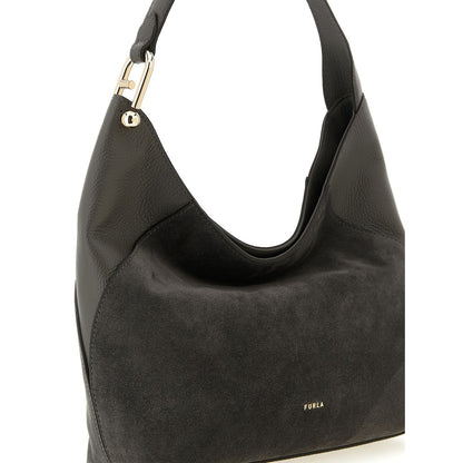 Furla Gray Calfskin Shoulder Bag