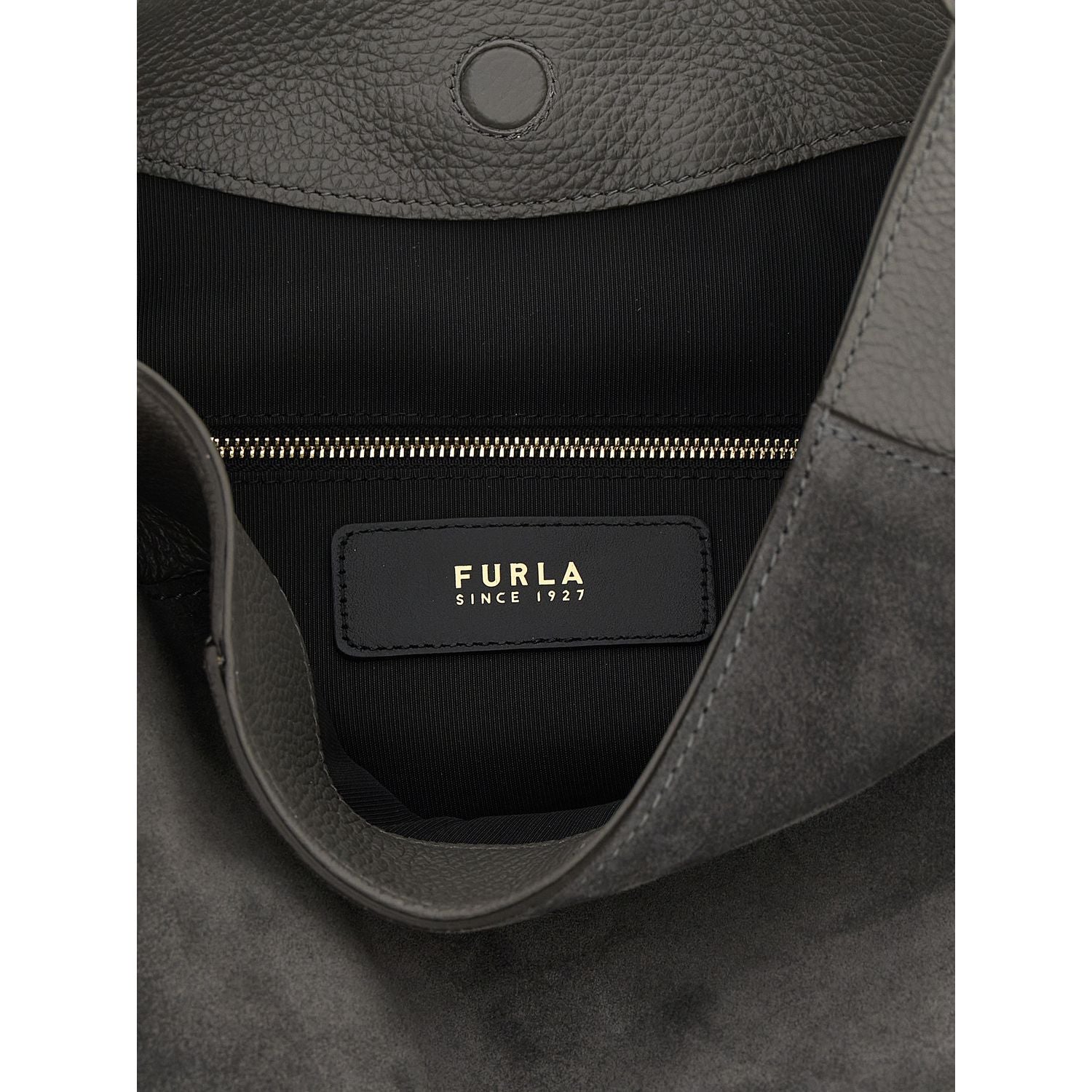 Furla Gray Calfskin Shoulder Bag