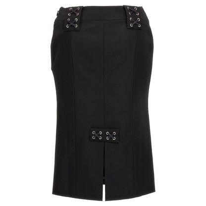Alessandra Rich Black Wool Midi Skirt