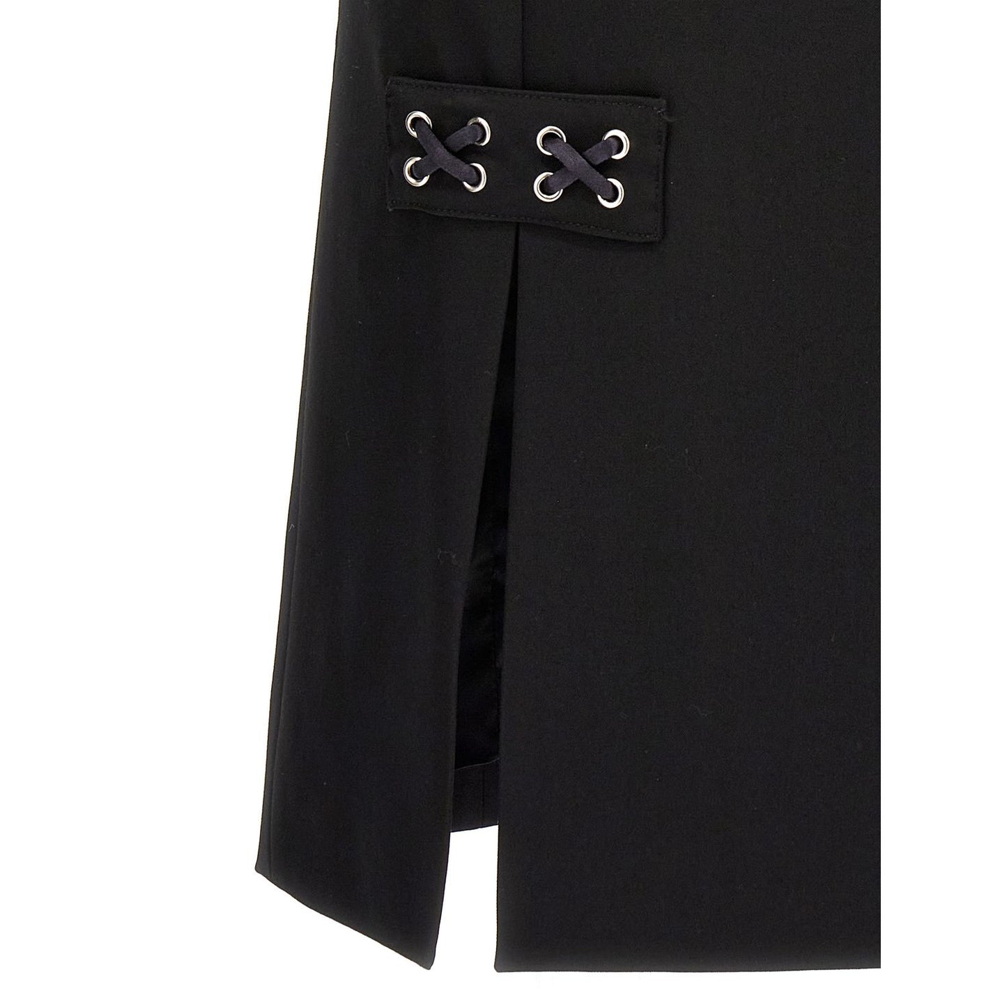 Alessandra Rich Black Wool Midi Skirt