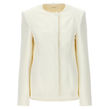 Sportmax White Polyester Full-Length Jacket