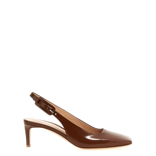 Gianvito Rossi Brown Goatskin Mid Heel Pumps