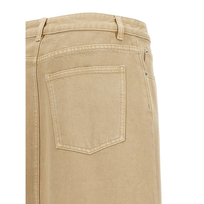 Tory Burch Beige Cotton Midi Skirt