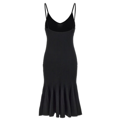 Khaite Black Viscose Midi Dress