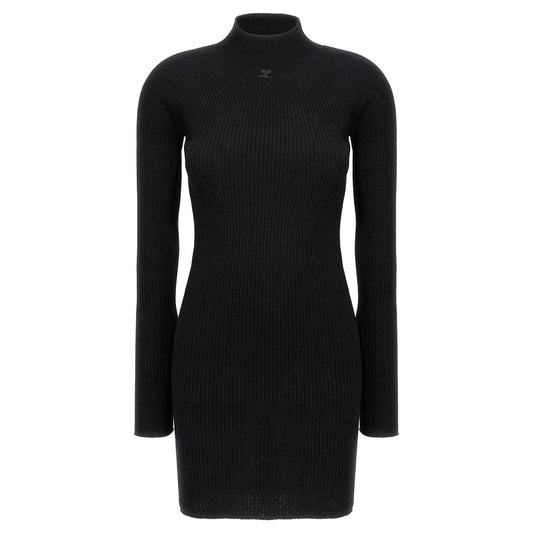 Courrèges Black Cotton Short Dress