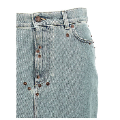 Moschino Blue Cotton Midi Skirt