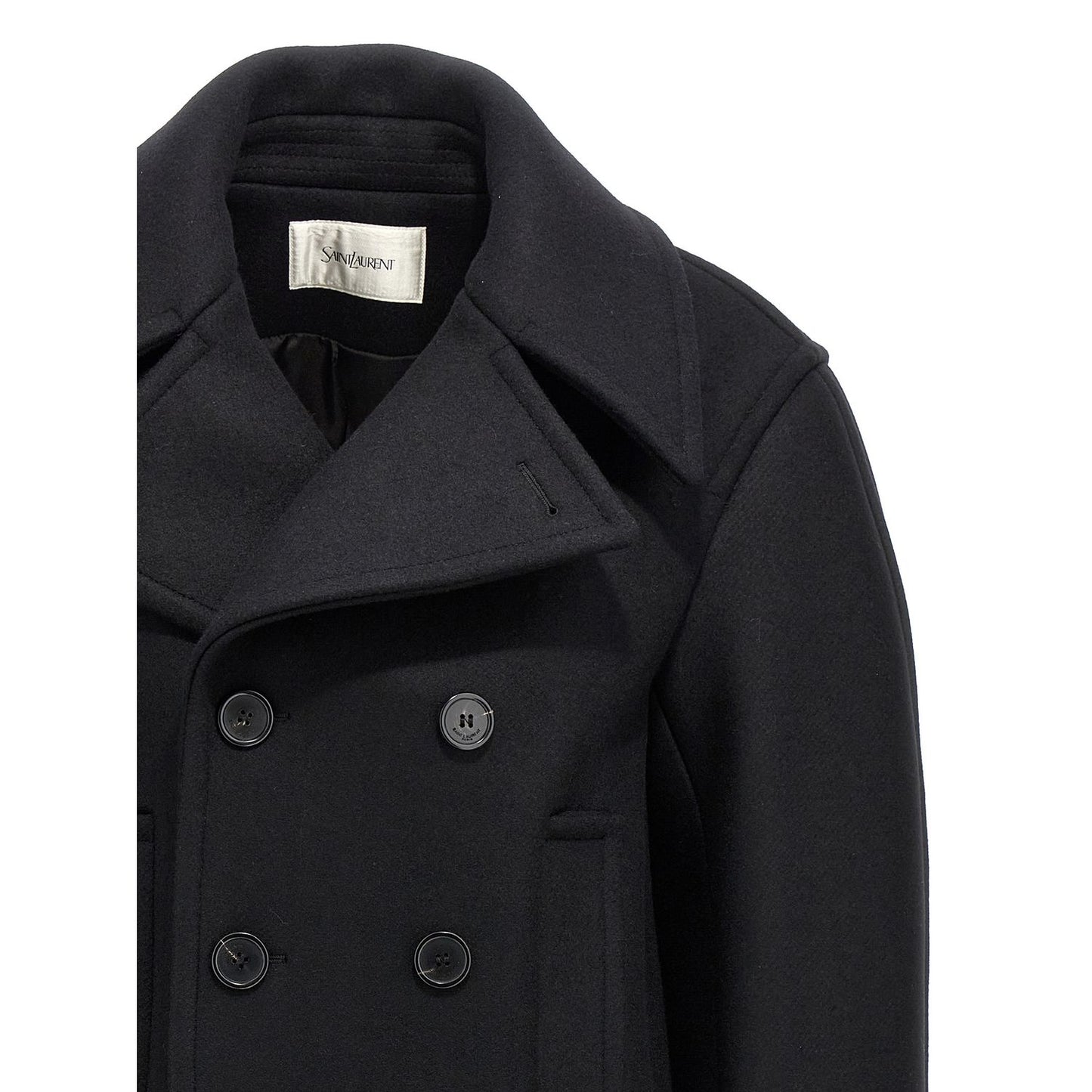 Saint Laurent Black Virgin Wool Coat