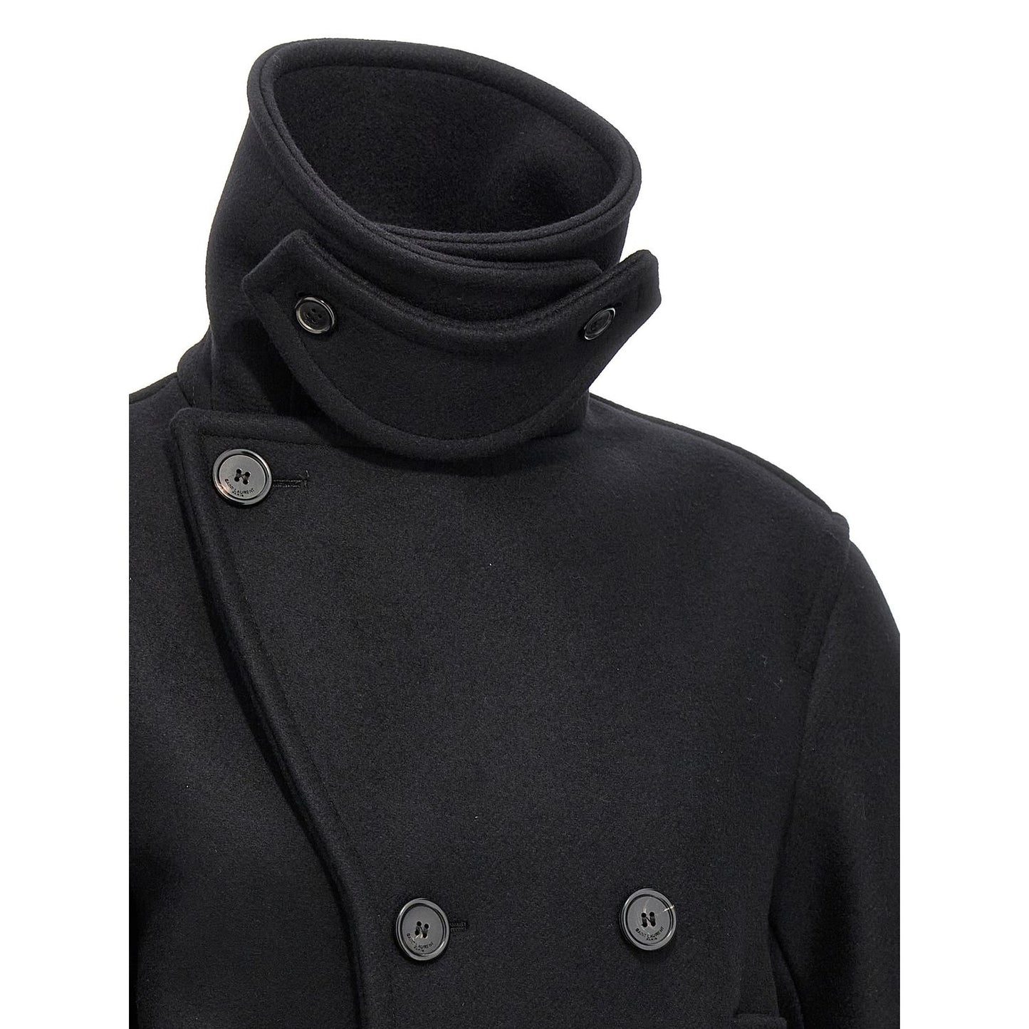 Saint Laurent Black Virgin Wool Coat