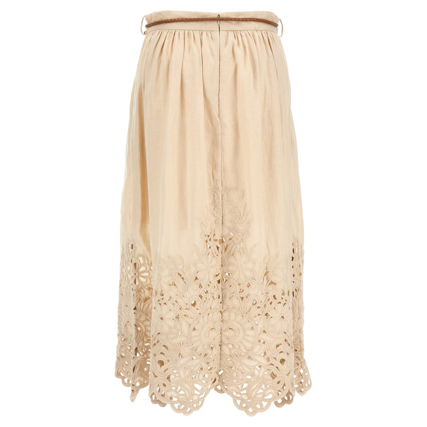 Zimmermann Beige Linen Midi Skirt