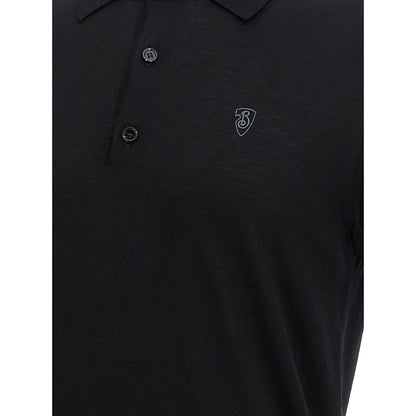 Burberry Black Wool Polo Shirt