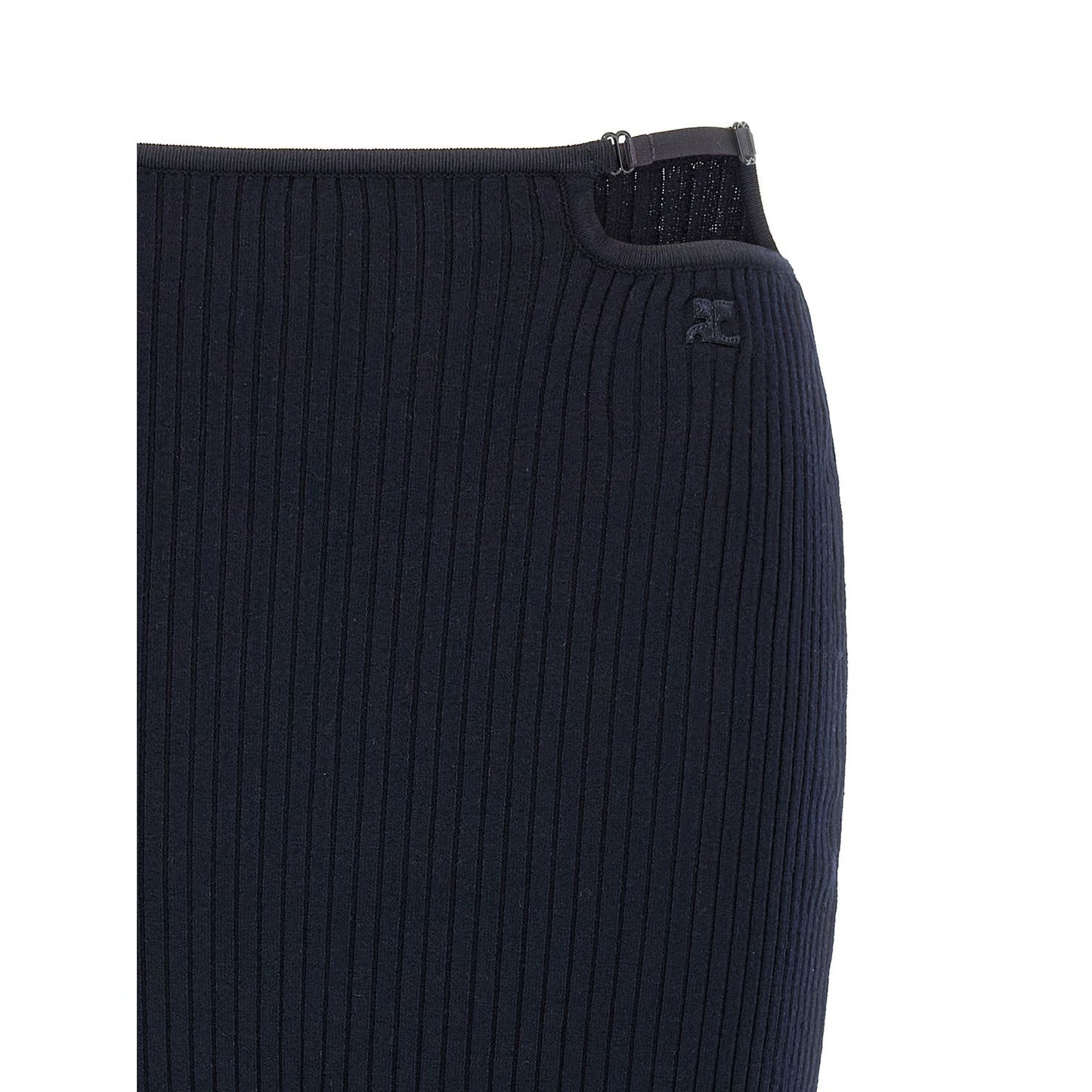 Courrèges Blue Viscose Midi Skirt
