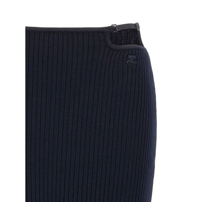 Courrèges Blue Viscose Midi Skirt