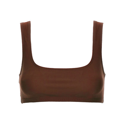 The Andamane Brown Polyamide Tank Tops