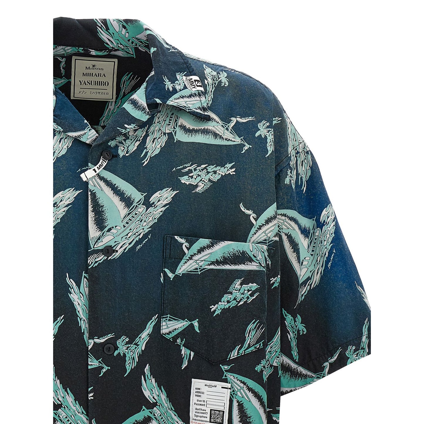 Maison Mihara Yasuhiro Blue Rayon Blouse