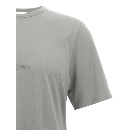 Saint Laurent Gray Cotton T-Shirt