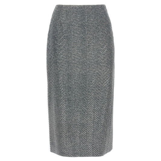 Ermanno Scervino Gray Silk Midi Skirt