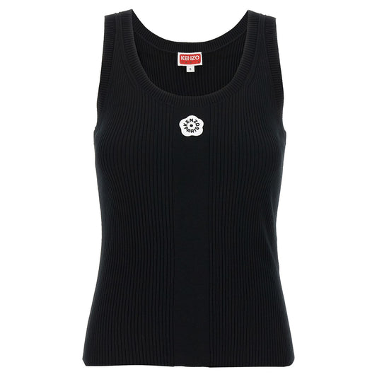 Kenzo Black Viscose Sleeveles T-Shirt