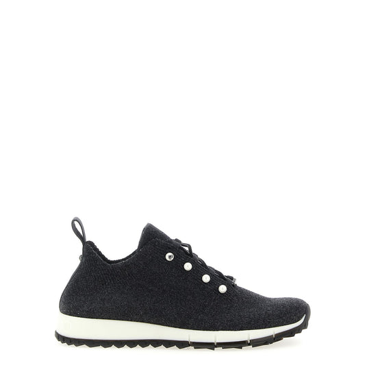 Jimmy Choo Black Tencel Low Top Sneakers