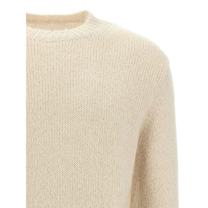 Jil Sander White Alpaca Leather Cardigan