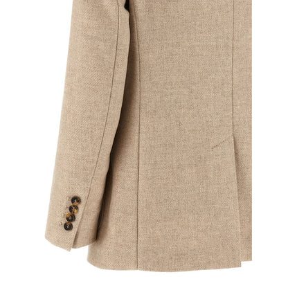 Max Mara Beige Alpaca Leather Blazer