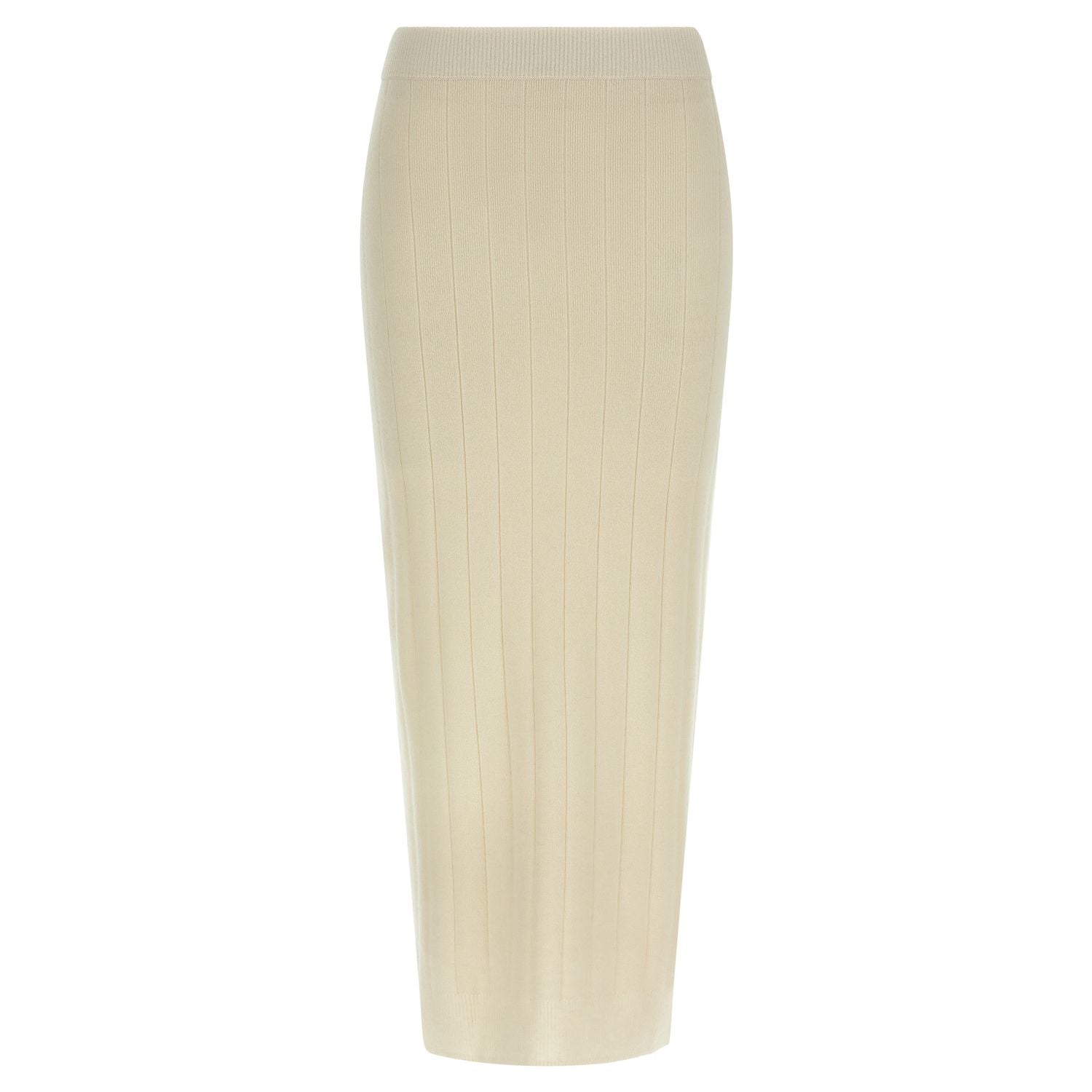 Max Mara White Cashmere Midi Skirt