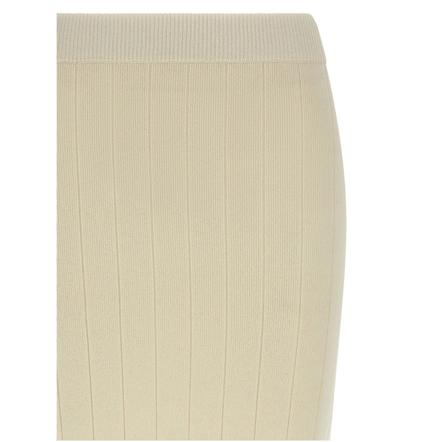 Max Mara White Cashmere Midi Skirt