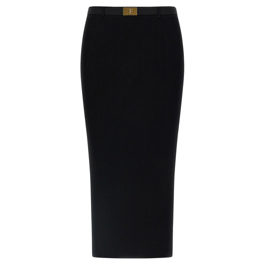 Elisabetta Franchi Black Viscose Midi Skirt