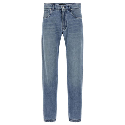 Fendi Blue Cotton Straight-Leg Jeans