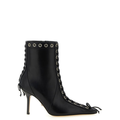MACH & MACH Black Calfskin Ankle Boots