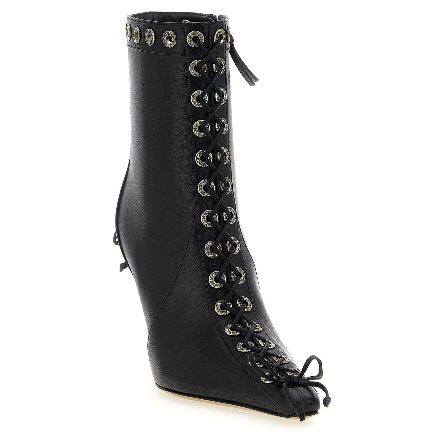 MACH & MACH Black Calfskin Ankle Boots