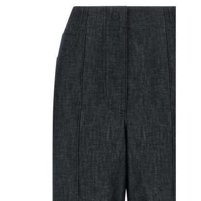 Fendi Blue Cotton High-Waisted Jean