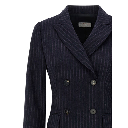 Alberto Biani Blue Virgin Wool Coat