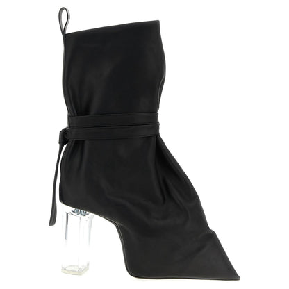 Rick Owens Black Cowhide Ankle Boots