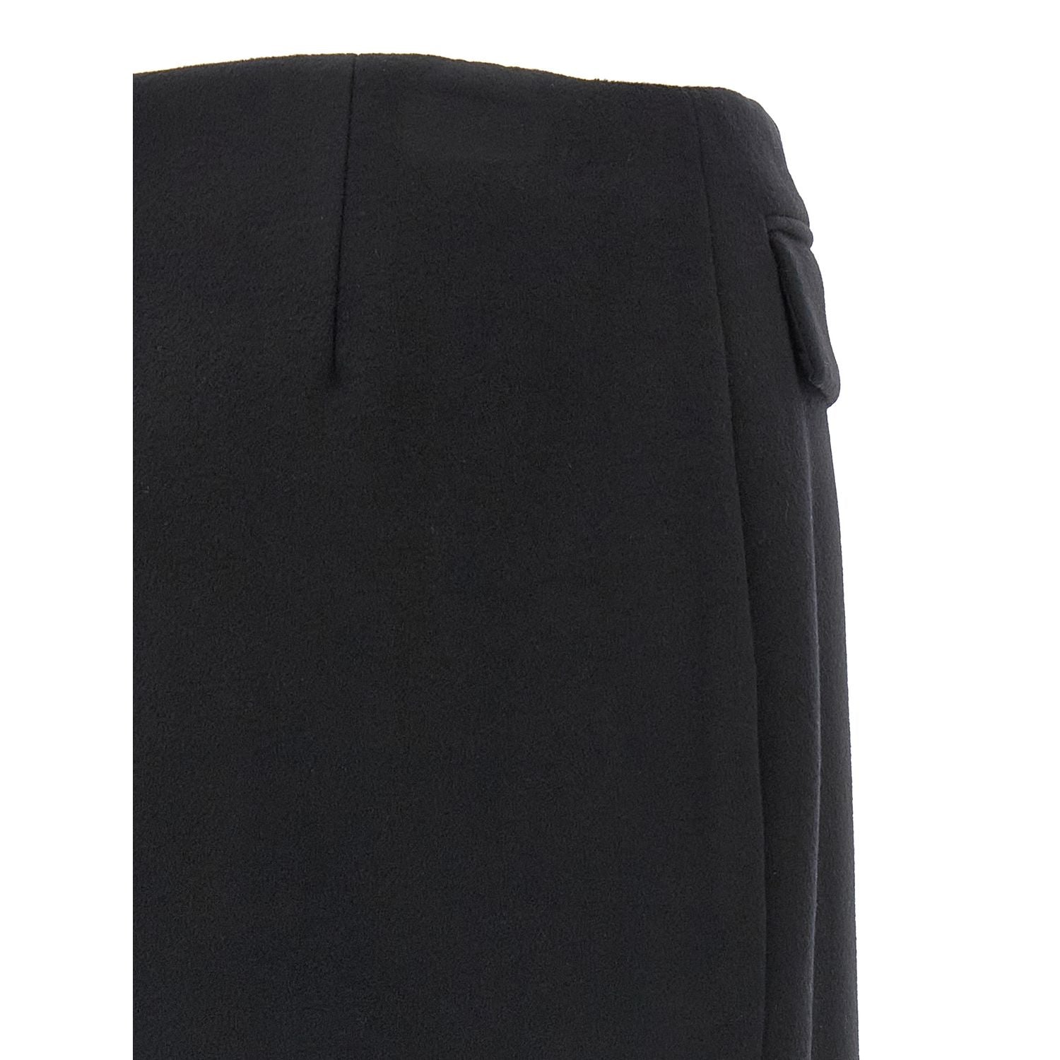 Ferragamo Black Virgin Wool Long Skirt