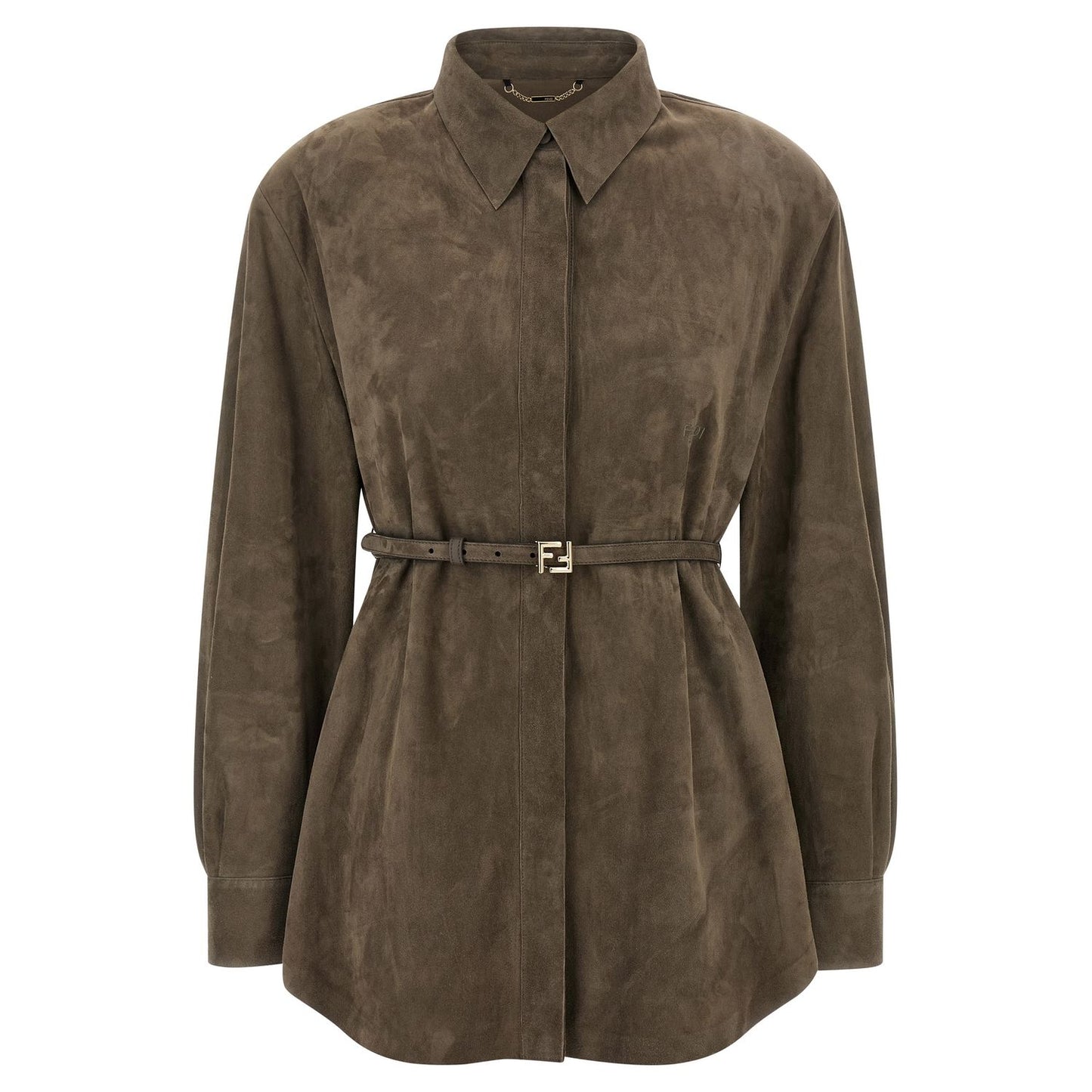 Fendi Gray Lamb Leather Blouse