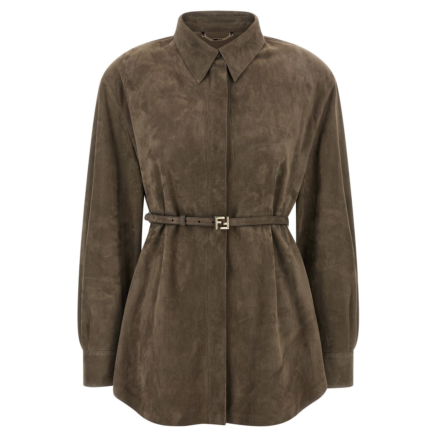 Fendi Gray Lamb Leather Blouse