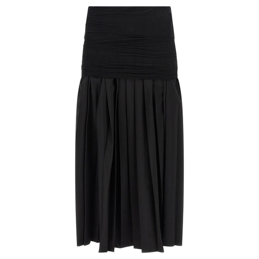 MM6 Maison Margiela Black Polyester Midi Skirt
