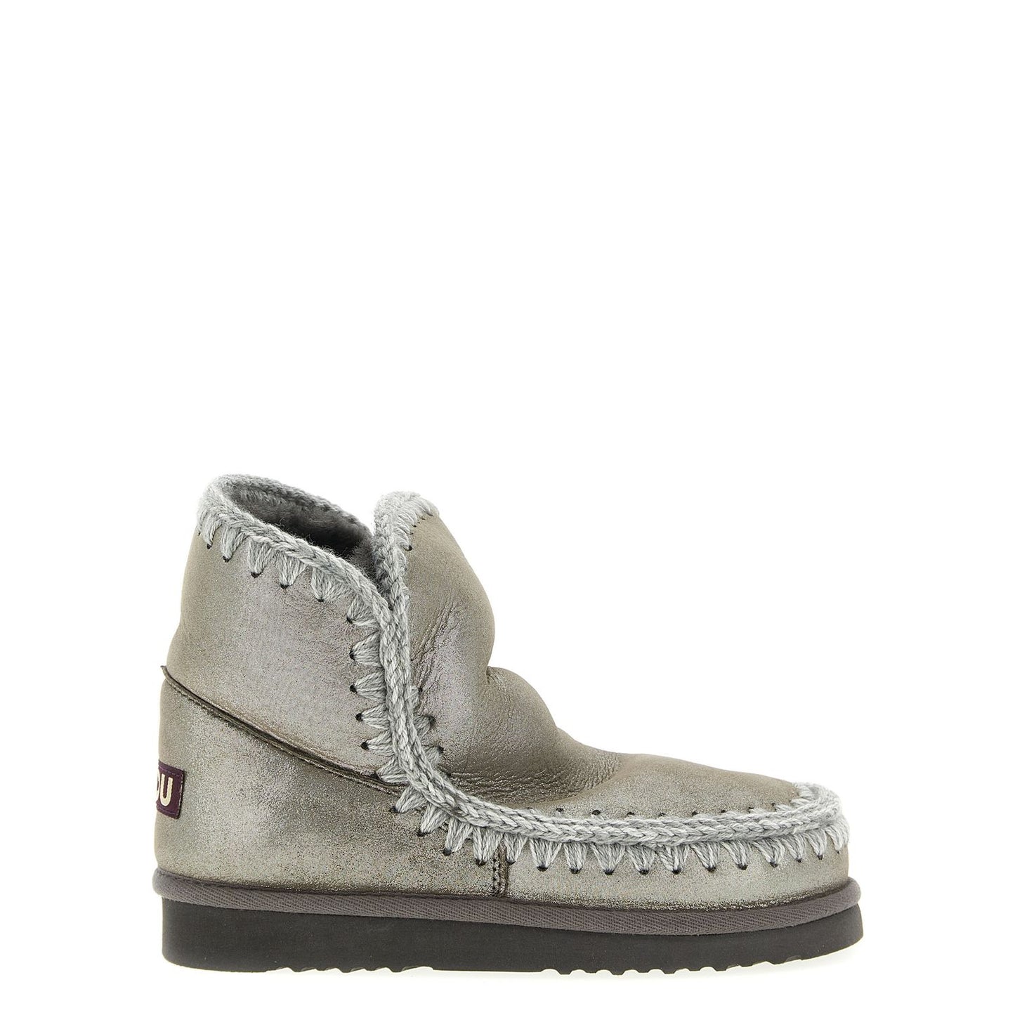 Mou Silver Lambskin Ankle Boots