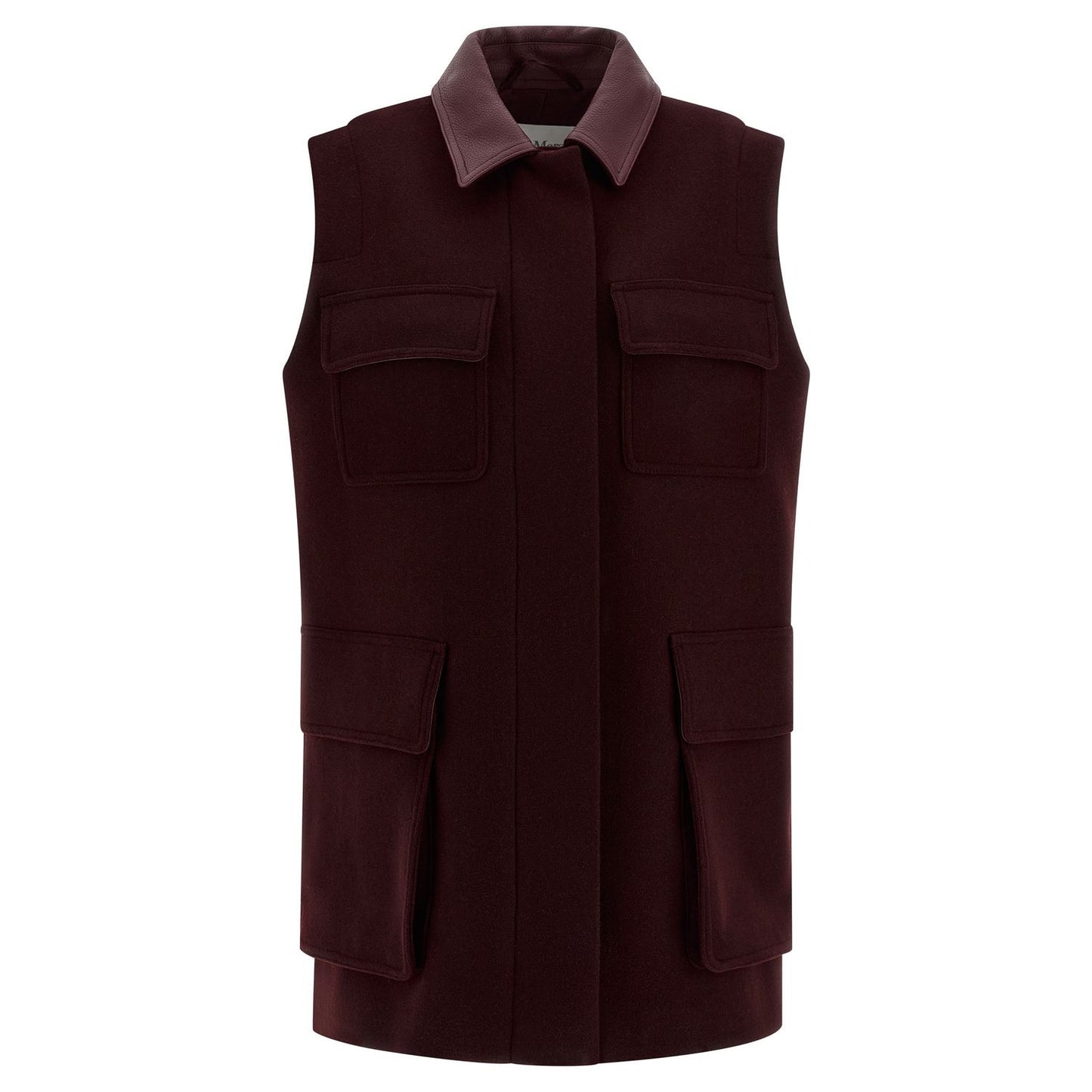 Max Mara Bordeaux Virgin Wool Sleeveless Jacket