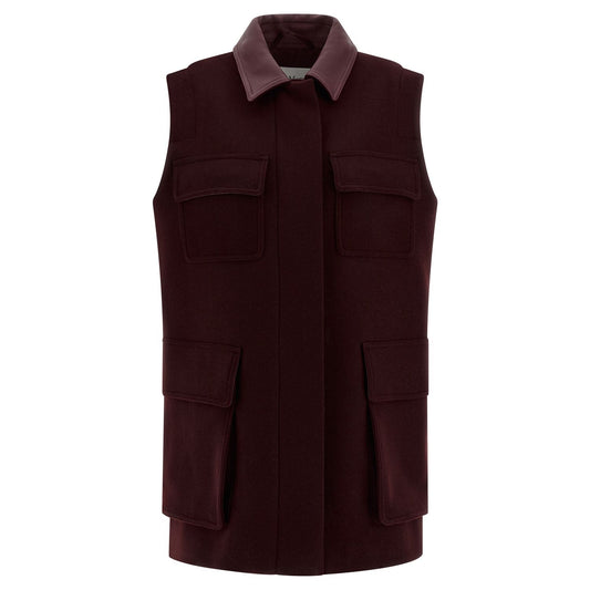 Max Mara Bordeaux Virgin Wool Sleeveless Jacket