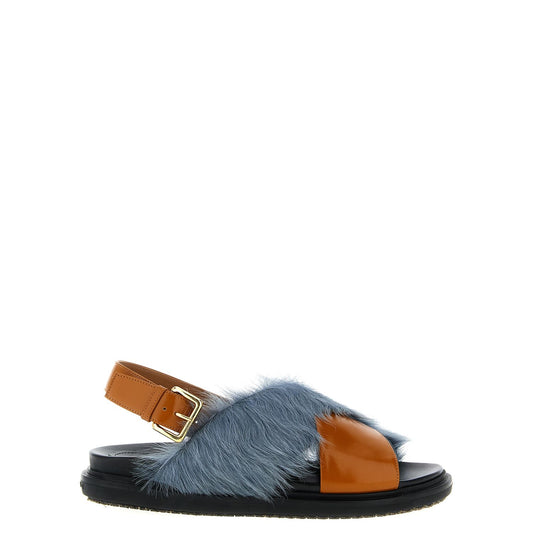 Marni Multicolor Lamb Leather Flat Sandals