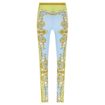 Versace Blue Nylon Leggings