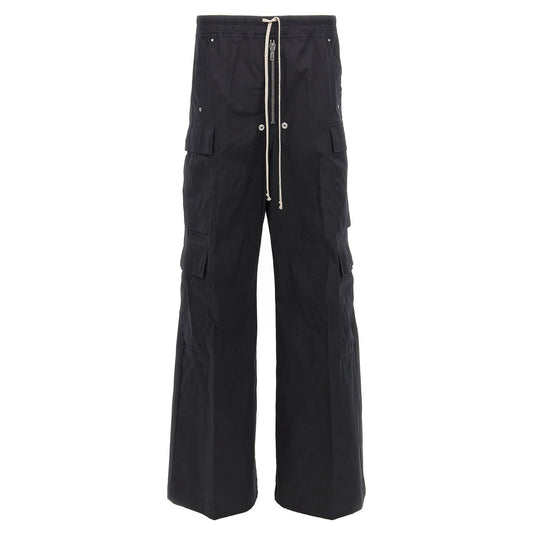 Rick Owens Black Cotton Cargo Pants