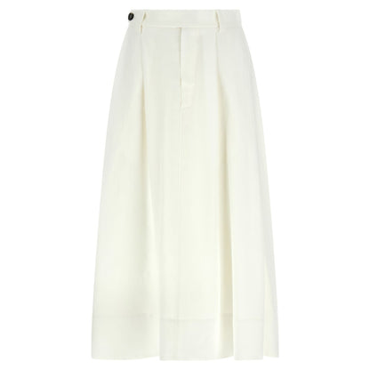 Brunello Cucinelli White Viscose Midi Skirt