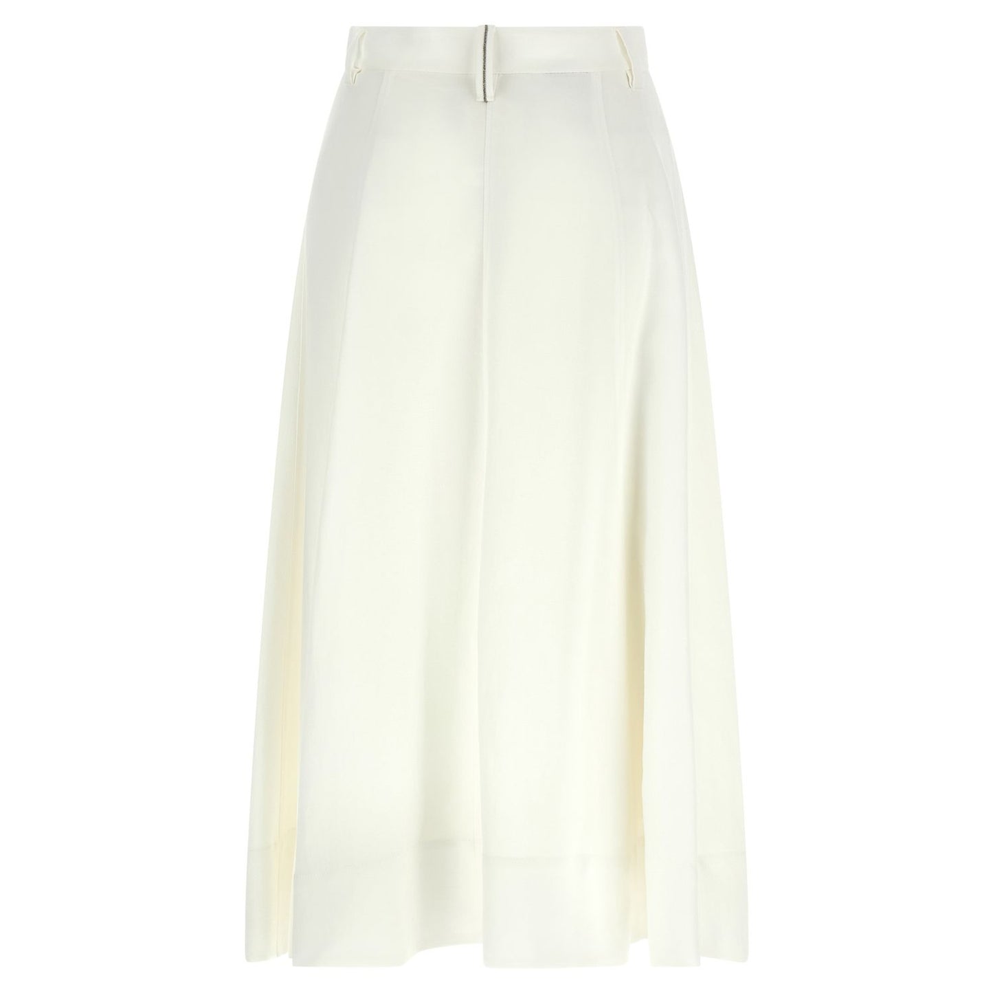 Brunello Cucinelli White Viscose Midi Skirt
