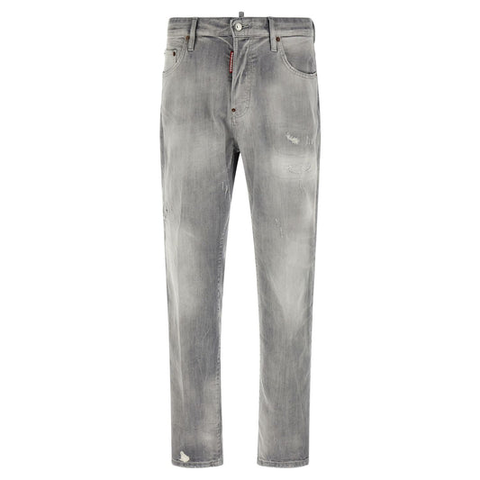 Dsquared² Gray Cotton Straight-Leg Jeans