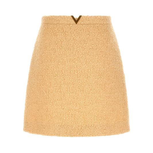 Valentino Garavani Beige Virgin Wool Long Skirt
