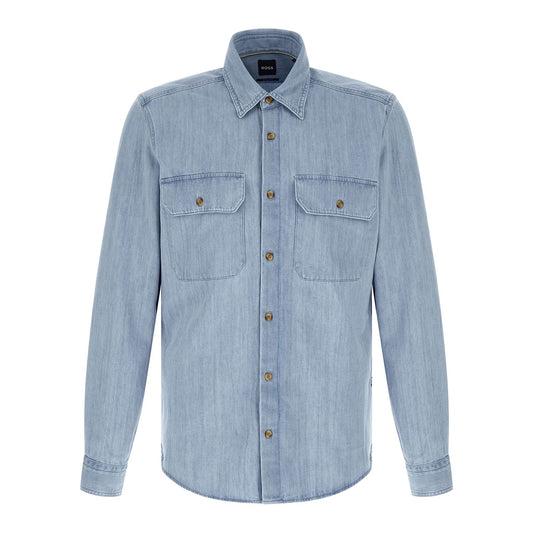 Hugo Boss Blue Cotton Blouse