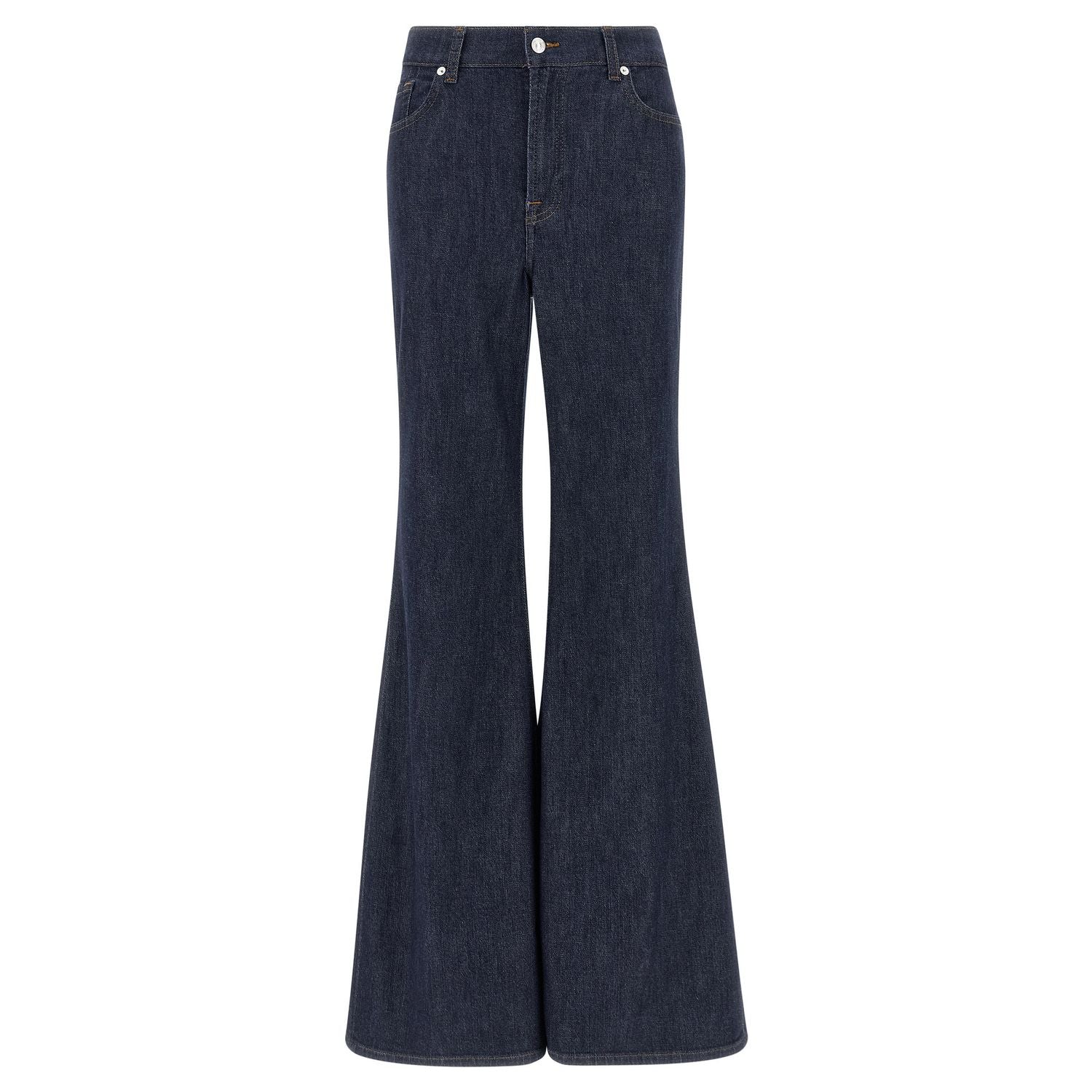 7 For All Mankind Blue Cotton Flared Jeans
